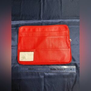 New Levenger red pebble Leather business clutch organizer tablet bag case unisex